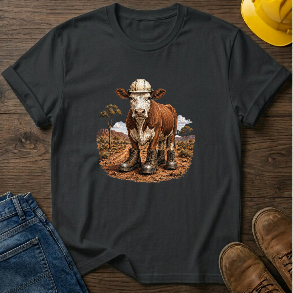 Cow in Boots and Hard Hat T-Shirt