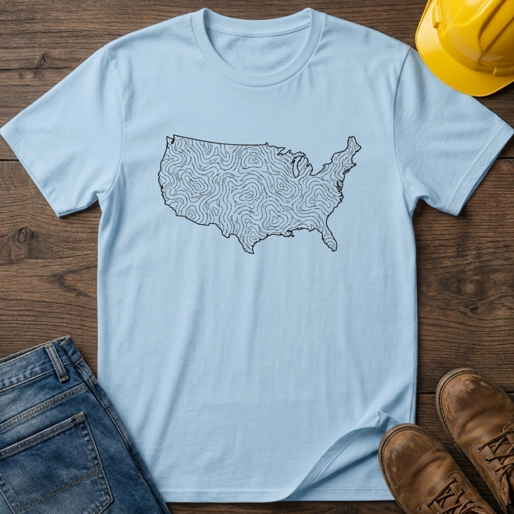 USA Topography Map Silhouette T-Shirt