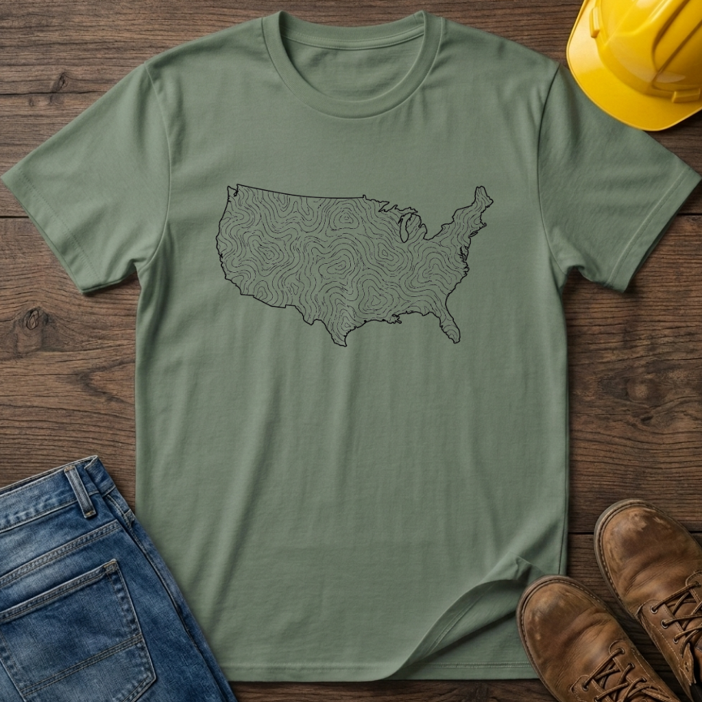 USA Topography Map Silhouette T-Shirt