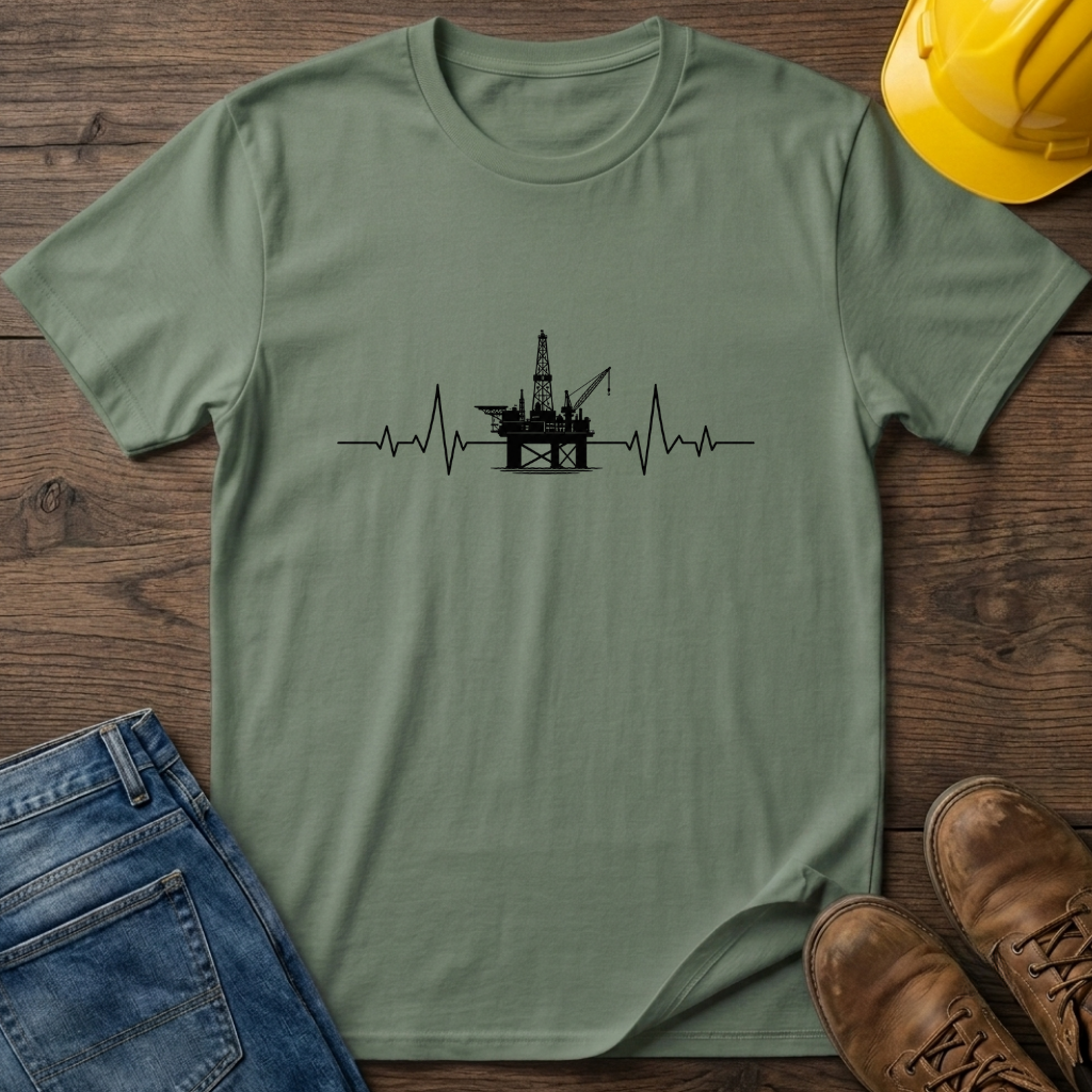Oil Rig Heartbeat T-Shirt