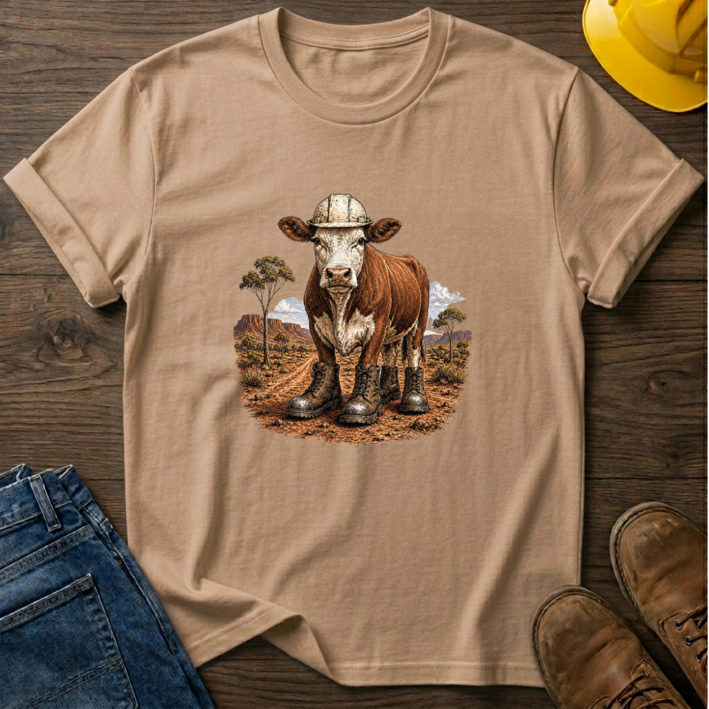 Cow in Boots and Hard Hat T-Shirt
