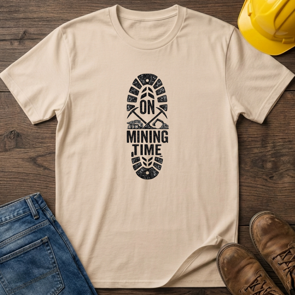 On Mining Time Boot Print T-Shirt