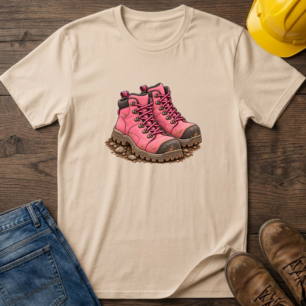 Pink Dirty Work Boots T-Shirt