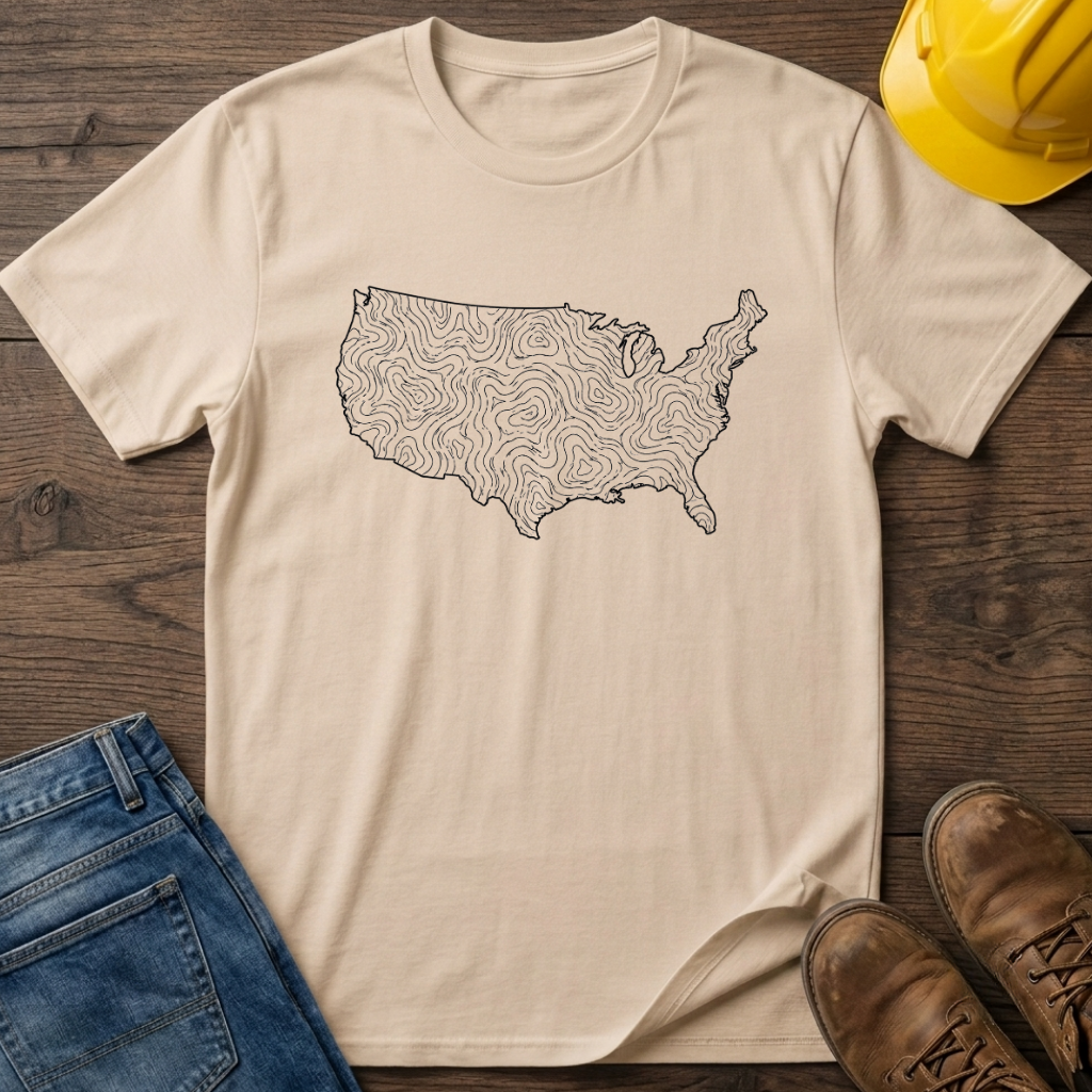 USA Topography Map Silhouette T-Shirt