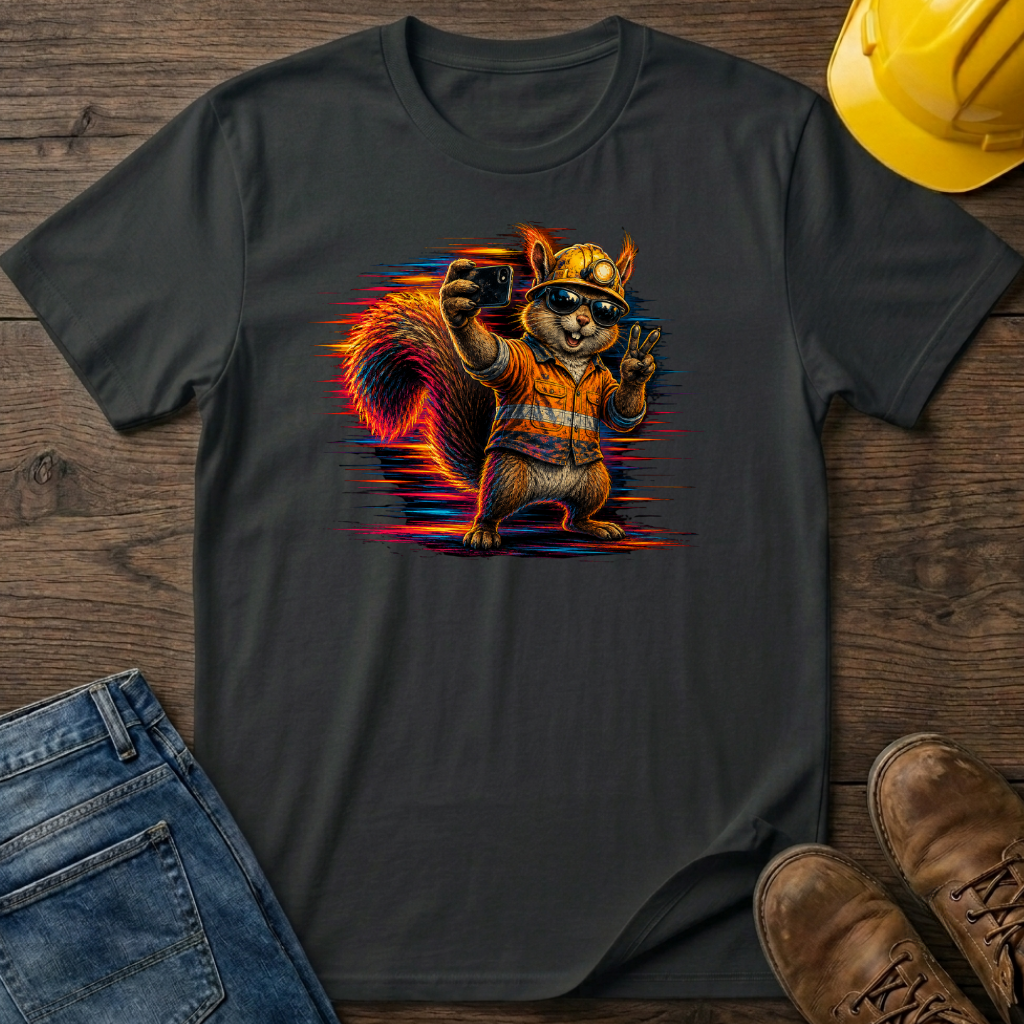 Neon Squirrel Selfie T-Shirt