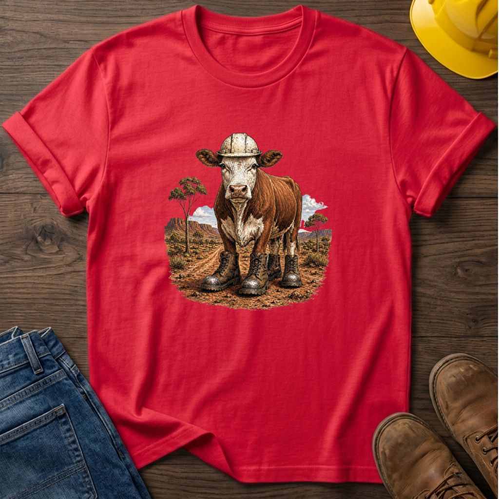 Cow in Boots and Hard Hat T-Shirt