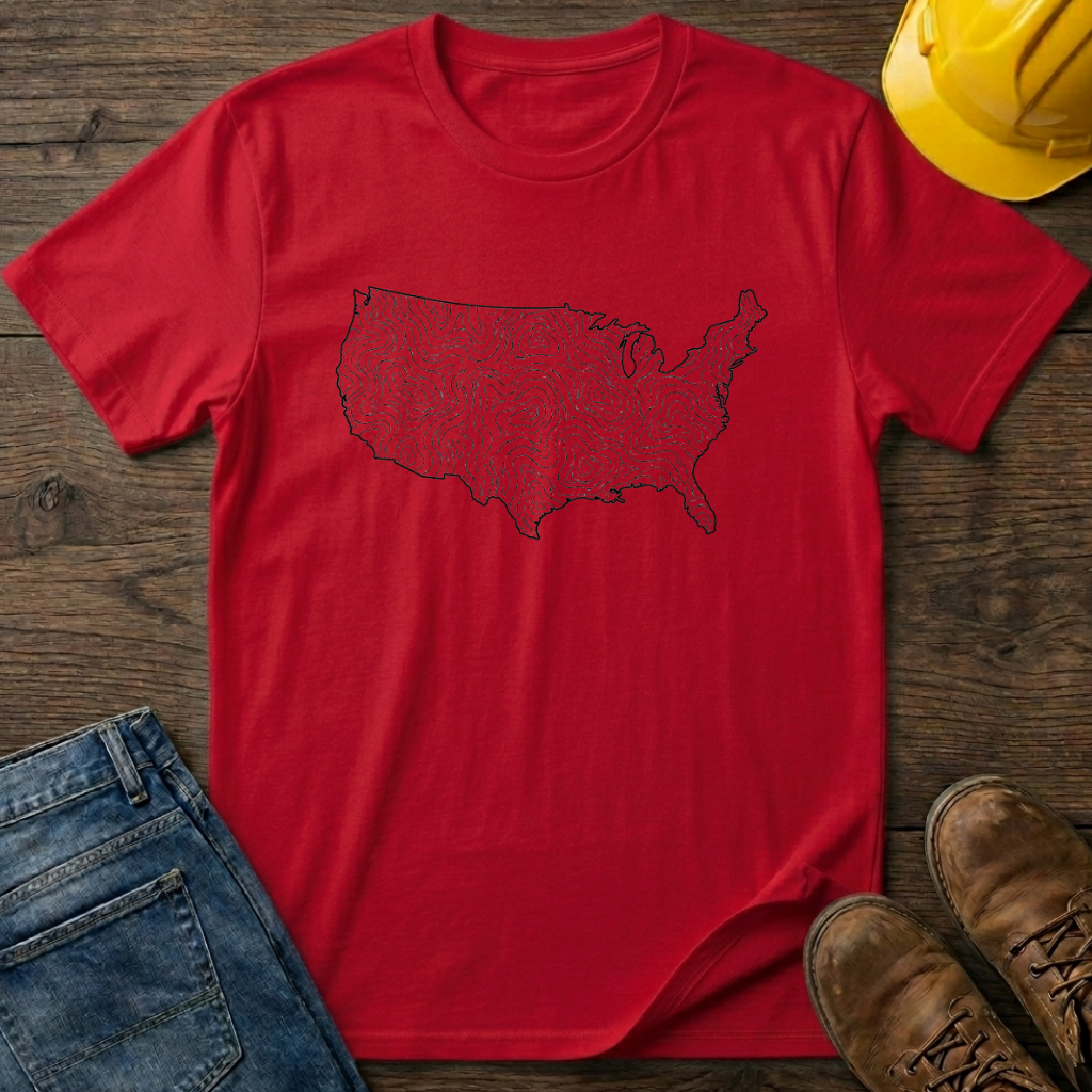 USA Topography Map Silhouette T-Shirt