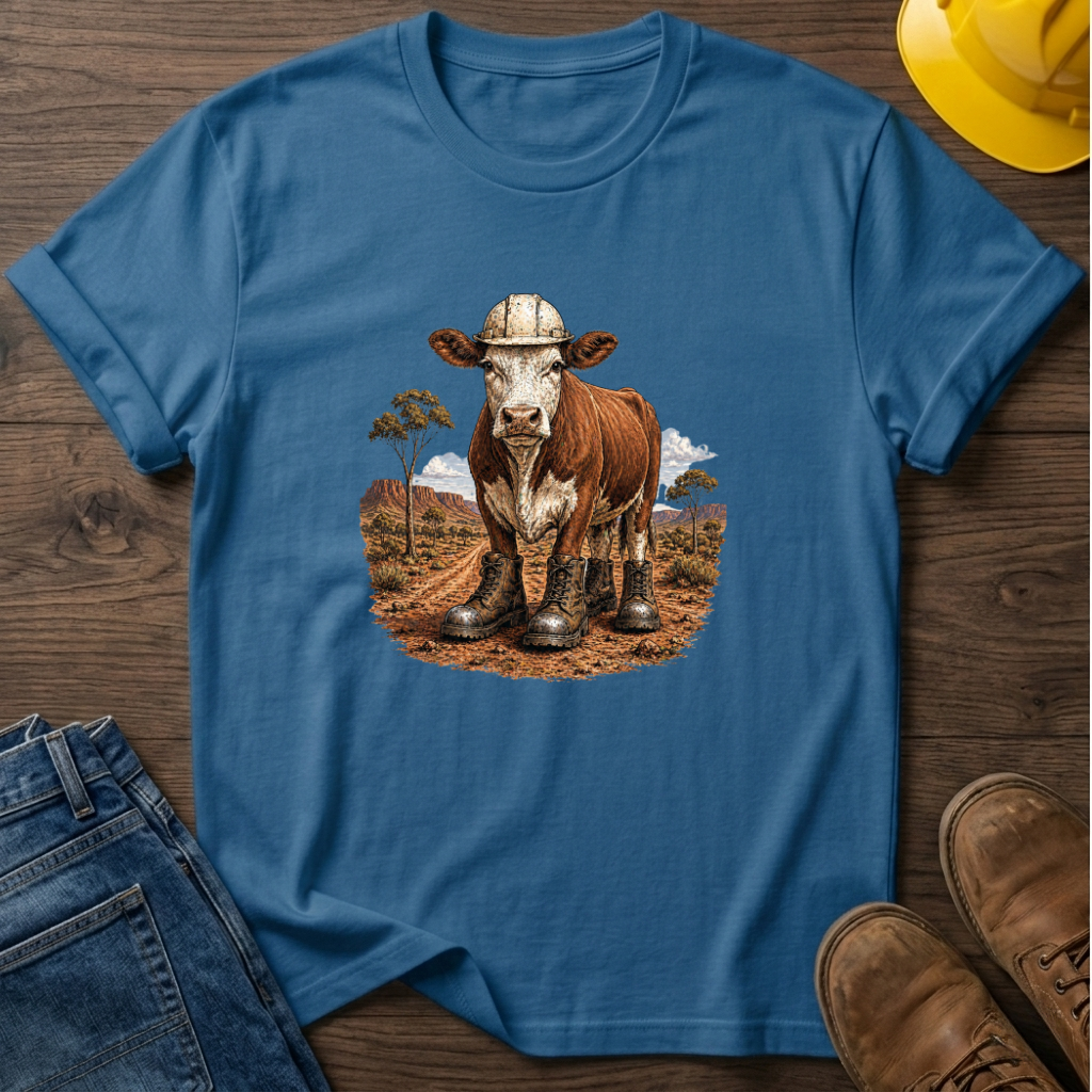 Cow in Boots and Hard Hat T-Shirt