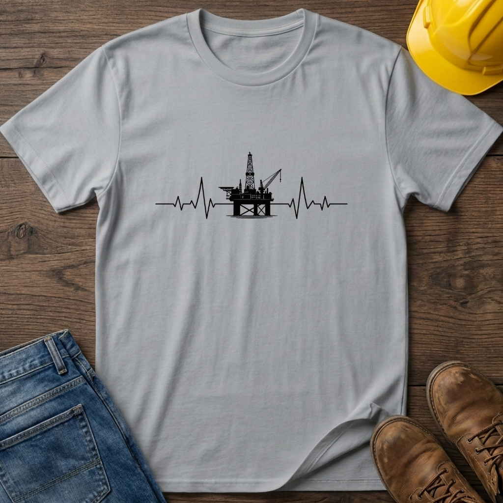 Oil Rig Heartbeat T-Shirt