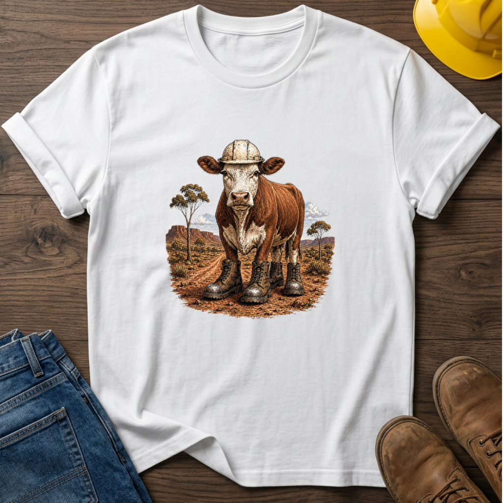 Cow in Boots and Hard Hat T-Shirt
