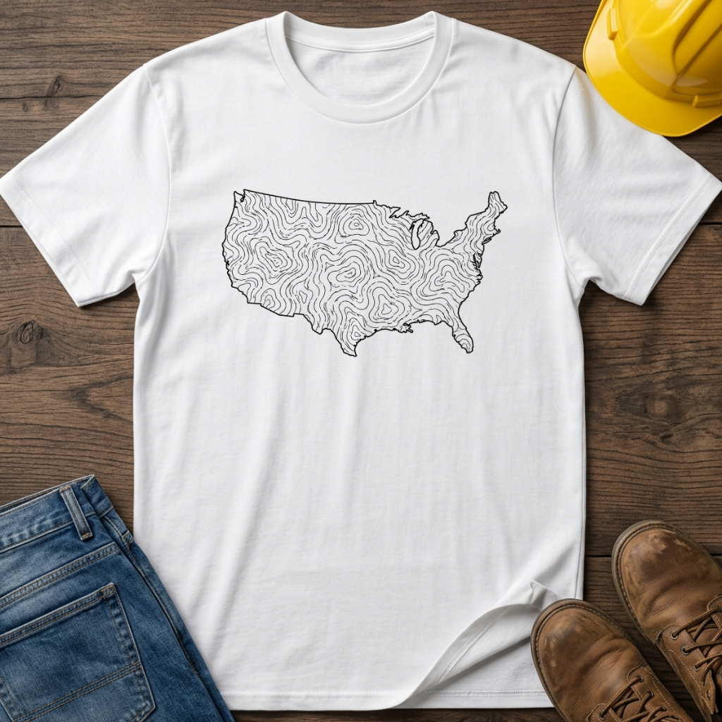 USA Topography Map Silhouette T-Shirt