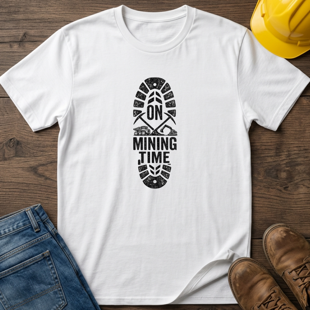 On Mining Time Boot Print T-Shirt
